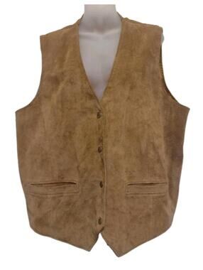Vintage Forenza Suede Vest Brown Leather Front Satin Back Men’s Large 90s